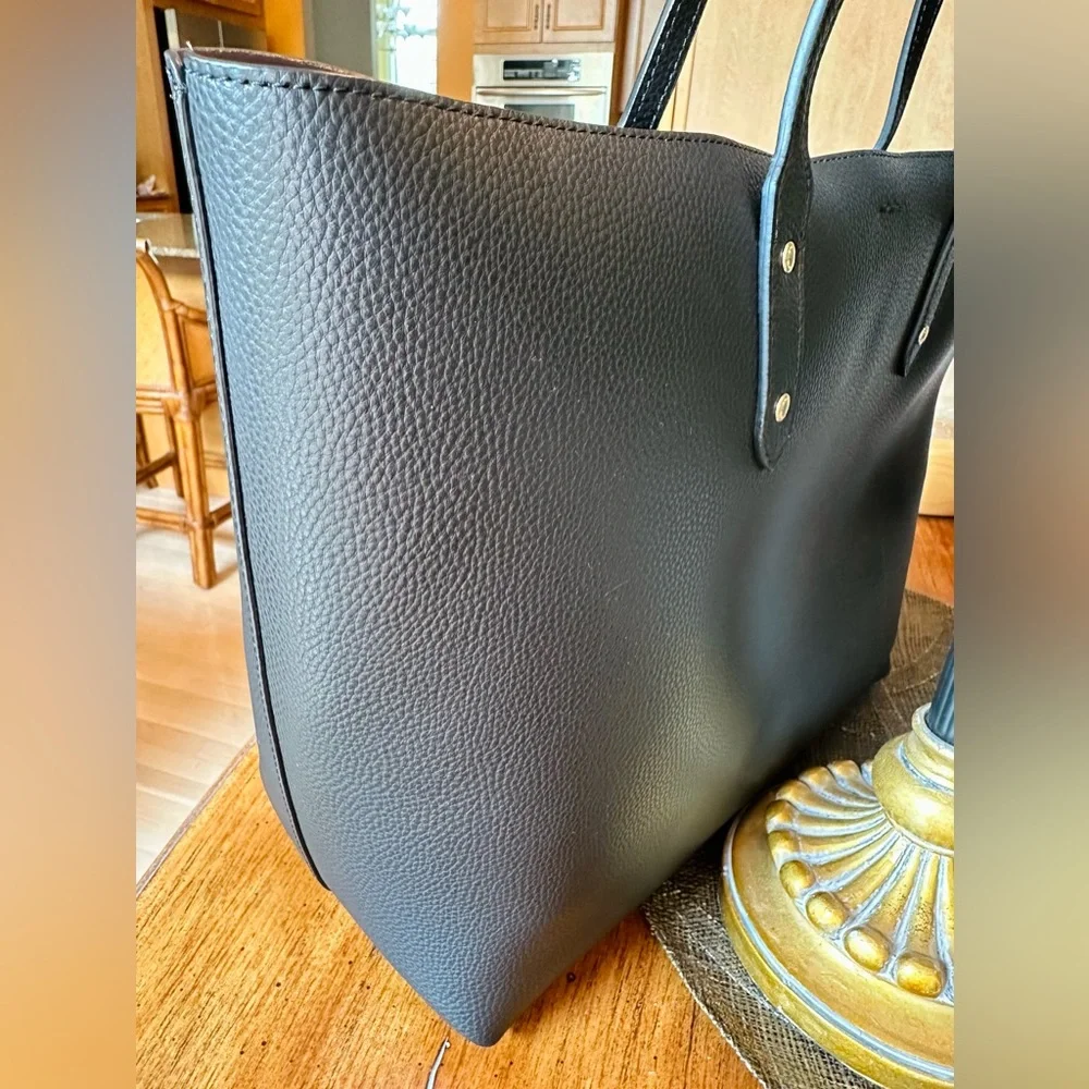 ๐STOP๐ ๐๏ธ๐๏ธ NWT COACH LARGE BLACK LEATHER TOTE STYLE HANDBAG ๐ NEW - Picture 7 of 15